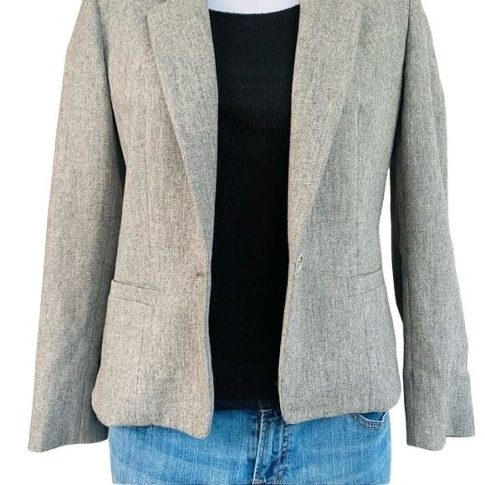 Vintage JH Collectibles Grey Blazer Single Button Gray Business Coat Size S - Picture 5 of 12